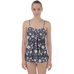 Floral Pattern Background Babydoll Tankini Set