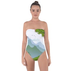 Forest Landscape Photography Illustration Tie Back One Piece Swimsuit by Sudhe