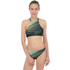 Scenic View Of Rice Paddy Racer Front Bikini Set by Sudhe