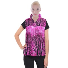 Pink Silhouette Tree Women s Button Up Vest