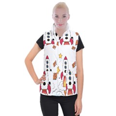 Rocket Cartoon Women s Button Up Vest