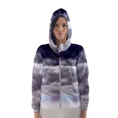 Thunder And Lightning Weather Clouds Painted Cartoon Hooded Windbreaker (women) by Sudhe