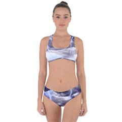 Thunder And Lightning Weather Clouds Painted Cartoon Criss Cross Bikini Set