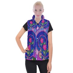 Enchanted Rose Stained Glass Women s Button Up Vest