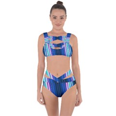 Abstract Fractal Pattern Lines Bandaged Up Bikini Set  by Pakrebo