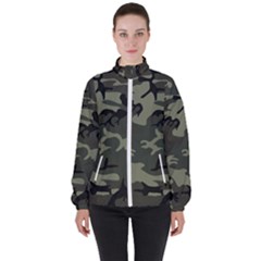 Camo Dark Green High Neck Windbreaker (women)