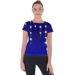 Star Background Blue Short Sleeve Sports Top 