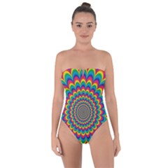 Psychedelic Colours Vibrant Rainbow Tie Back One Piece Swimsuit by Pakrebo