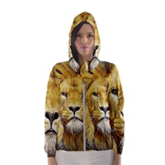 Lion Lioness Wildlife Hunter Hooded Windbreaker (women) by Pakrebo
