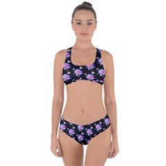 Flowers Pattern Background Lilac Criss Cross Bikini Set by Pakrebo
