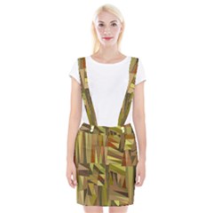 Earth Tones Geometric Shapes Unique Braces Suspender Skirt by Mariart