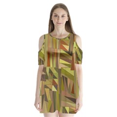 Earth Tones Geometric Shapes Unique Shoulder Cutout Velvet One Piece by Mariart