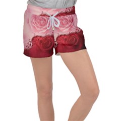 Elegant Floral Design, Wonderful Roses Women s Velour Lounge Shorts by FantasyWorld7
