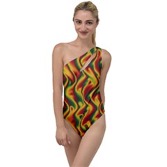 Reggae Smoky Waves Reggae Red Final To One Side Swimsuit by Seashineswimwear