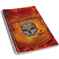 Awesome Skull With Celtic Knot With Fire On The Background 5 5  X 8 5  Notebook by FantasyWorld7