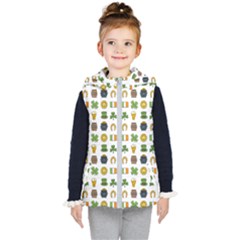 St Patricks Day Pattern Kids  Hooded Puffer Vest by Valentinaart