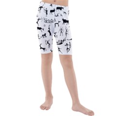 Petroglyph Runic Cavemen Nordic Black Paleo Drawings Pattern Kids  Mid Length Swim Shorts by snek