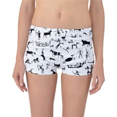 Petroglyph Runic Cavemen Nordic Black Paleo Drawings Pattern Reversible Boyleg Bikini Bottoms by snek