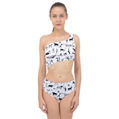 Petroglyph Runic Cavemen Nordic Black Paleo Drawings Pattern Spliced Up Two Piece Swimsuit by snek