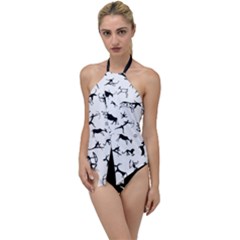 Petroglyph Runic Cavemen Nordic Black Paleo Drawings Pattern Go With The Flow One Piece Swimsuit by snek