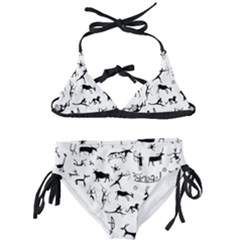 Petroglyph Runic Cavemen Nordic Black Paleo Drawings Pattern Kids  Classic Bikini Set by snek