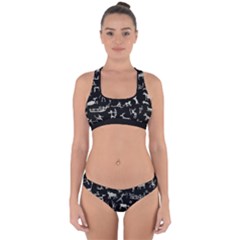 Petroglyph Nordic Beige And Black Background Petroglyph Nordic Beige And Black Background Cross Back Hipster Bikini Set by snek