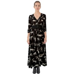 Petroglyph Nordic Beige And Black Background Petroglyph Nordic Beige And Black Background Button Up Boho Maxi Dress by snek