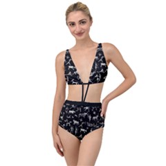 Petroglyph Nordic Beige And Black Background Petroglyph Nordic Beige And Black Background Tied Up Two Piece Swimsuit by snek