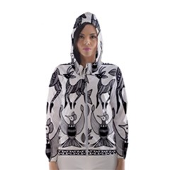 African Senufo Korhogo Tribal Ethnic Art  Women s Hooded Windbreaker by BluedarkArt