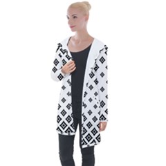 Black And White Tribal Longline Hooded Cardigan by retrotoomoderndesigns