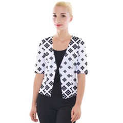 Black And White Tribal Cropped Button Cardigan by retrotoomoderndesigns