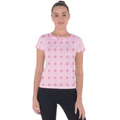 Traditional Patterns Pink Octagon Short Sleeve Sports Top  by Pakrebo