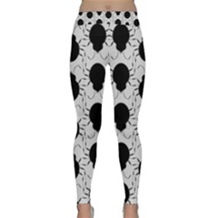 Pattern Beetle Insect Black Grey Classic Yoga Leggings by AnjaniArt