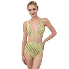 A Hexagonal Pattern Unidirectional Tied Up Two Piece Swimsuit by Pakrebo