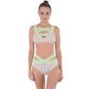 Roses flowers pink and pastel lime green pattern with retro dots Bandaged Up Bikini Set  View1