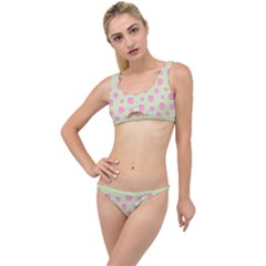 Roses Flowers Pink And Pastel Lime Green Pattern With Retro Dots The Little Details Bikini Set by genx