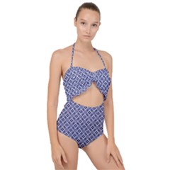 Wreath Differences Indigo Deep Blue Scallop Top Cut Out Swimsuit by Pakrebo