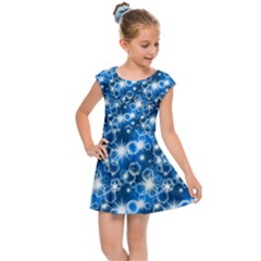 Star Hexagon Blue Deep Blue Light Kids  Cap Sleeve Dress by Pakrebo