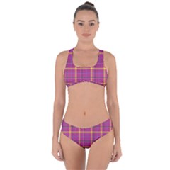 Plaid Tartan Background Wallpaper Criss Cross Bikini Set by Pakrebo