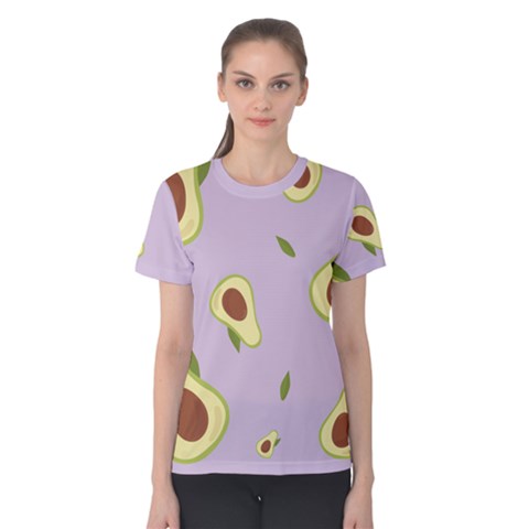 Avocado Green With Pastel Violet Background2 Avocado Pastel Light Violet Women s Cotton Tee by genx