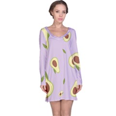 Avocado Green With Pastel Violet Background2 Avocado Pastel Light Violet Long Sleeve Nightdress by genx