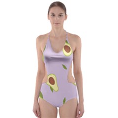 Avocado Green With Pastel Violet Background2 Avocado Pastel Light Violet Cut-out One Piece Swimsuit by genx