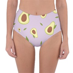 Avocado Green With Pastel Violet Background2 Avocado Pastel Light Violet Reversible High-waist Bikini Bottoms by genx