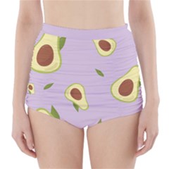 Avocado Green With Pastel Violet Background2 Avocado Pastel Light Violet High-waisted Bikini Bottoms by genx