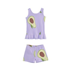 Avocado Green With Pastel Violet Background2 Avocado Pastel Light Violet Kids  Boyleg Swimsuit by genx
