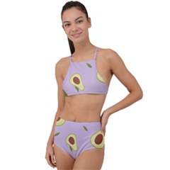 Avocado Green With Pastel Violet Background2 Avocado Pastel Light Violet High Waist Tankini Set by genx