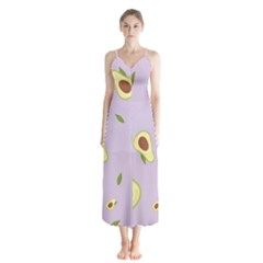 Avocado Green With Pastel Violet Background2 Avocado Pastel Light Violet Button Up Chiffon Maxi Dress by genx