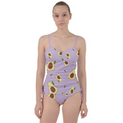 Avocado Green With Pastel Violet Background2 Avocado Pastel Light Violet Sweetheart Tankini Set by genx