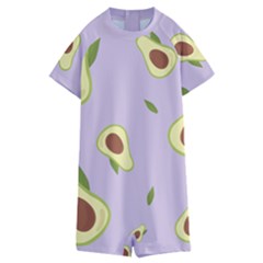 Avocado Green With Pastel Violet Background2 Avocado Pastel Light Violet Kids  Boyleg Half Suit Swimwear by genx
