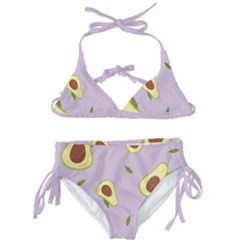 Avocado Green With Pastel Violet Background2 Avocado Pastel Light Violet Kids  Classic Bikini Set by genx